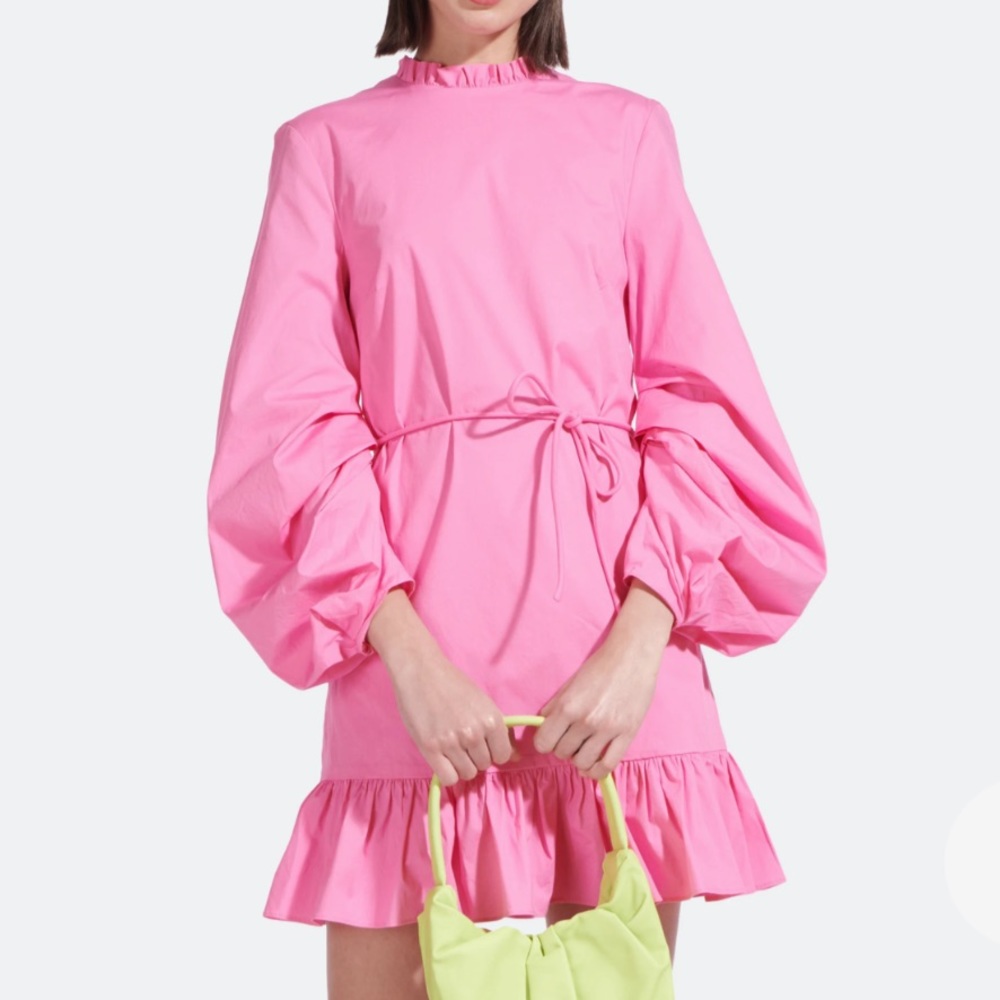 STAUD long sleeve Carolina dress pink sz 4 NEW